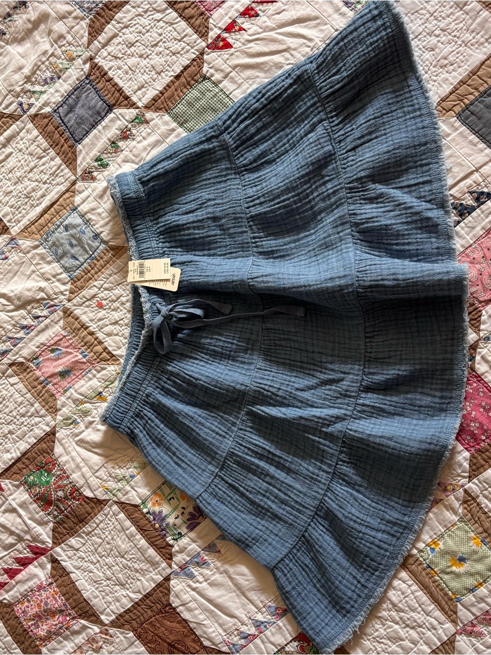 Aerie - Blue Women's Tiered Gauze Skirt with Tie Waist
